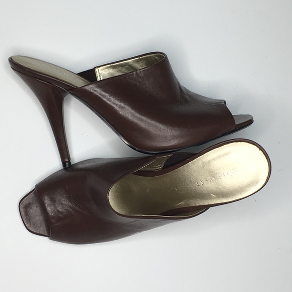 Nine West Brown Open Toe Heels Size 7M - Picture 1 of 3